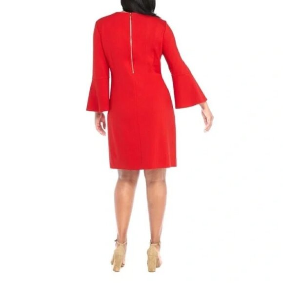 The Limited Collection Women’s Red Ponte Long Bell Sleeve Dress Plus Size 3X - Picture 2 of 10